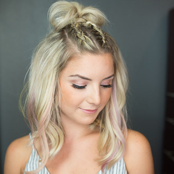 Pastel Pops Of Color + Point-Cut Lob With Extensions - hairtalk extensions